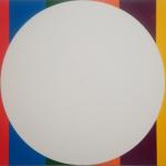 JOHN NIXON<br />Untitled 2009<br />Flag for Abstract Utopia X111 enamel on MDF 45 x 60cm